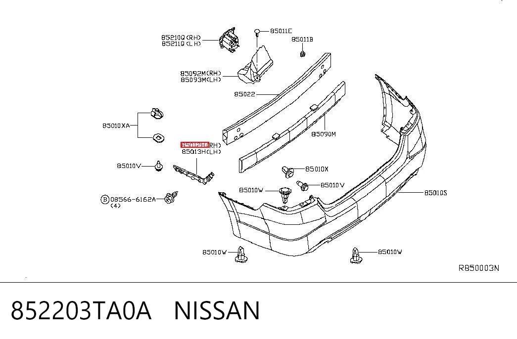 852203TA0A Nissan/Infiniti Правое крепление заднего бампера