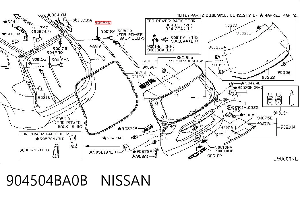 904504BA0B Nissan/Infiniti Амортизатор крышки багажника