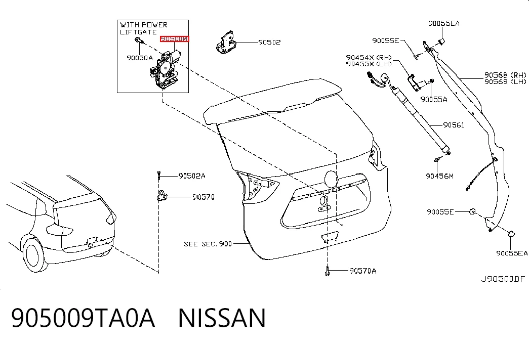 905009TA0A Nissan/Infiniti Замок пятой двери