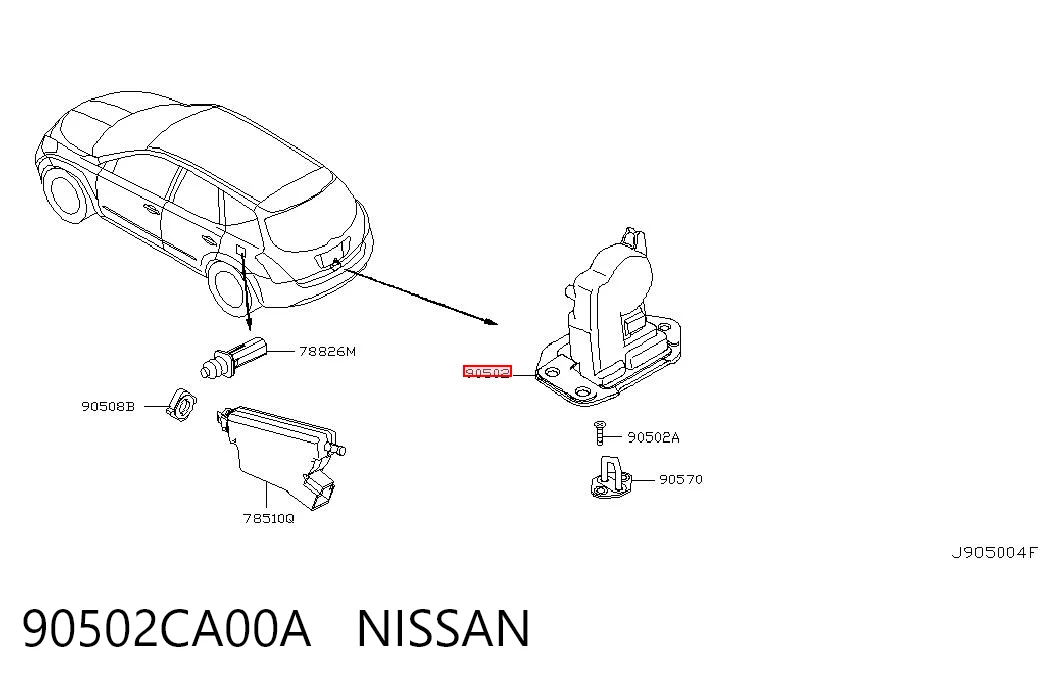 90502CA00A Nissan/Infiniti Замок пятой двери