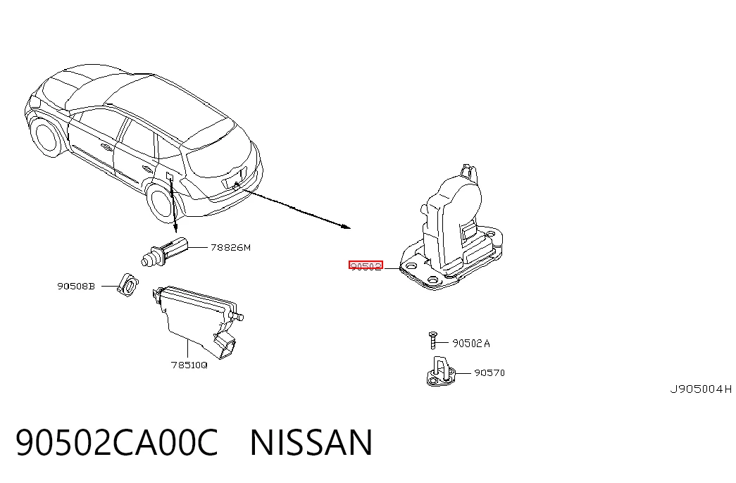 90502CA00C Nissan/Infiniti Замок пятой двери