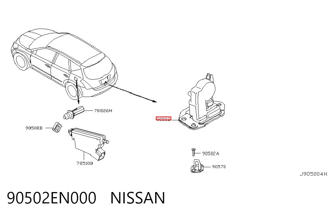 90502EN000 Nissan/Infiniti Замок пятой двери