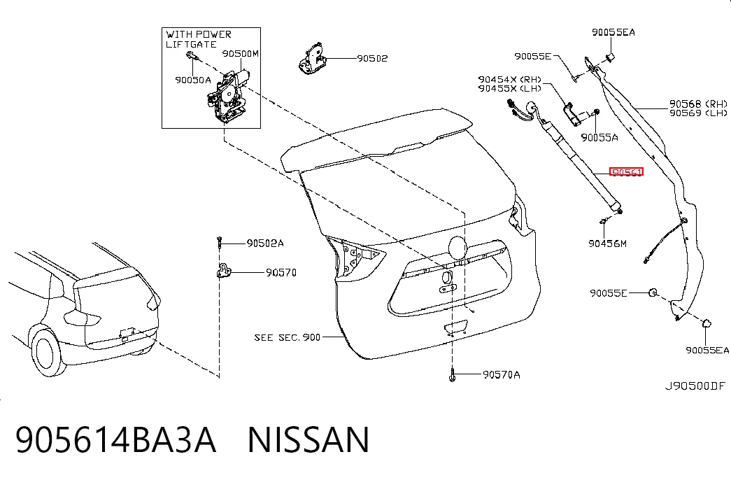 SS905614BA4A Sensen Амортизатор крышки багажника