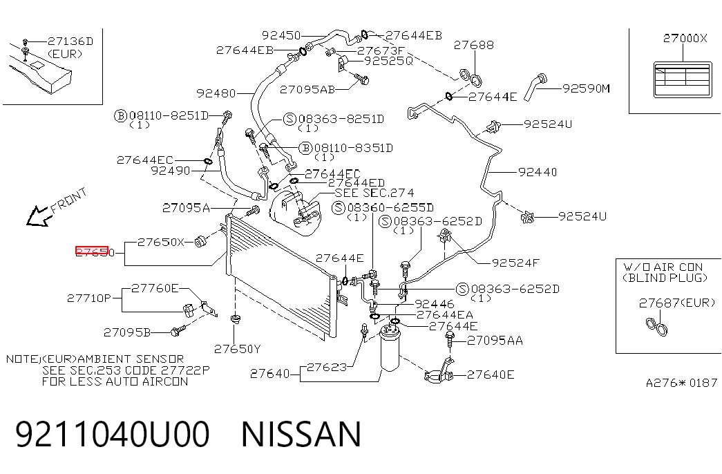 9211040U00 Nissan/Infiniti Конденсатор