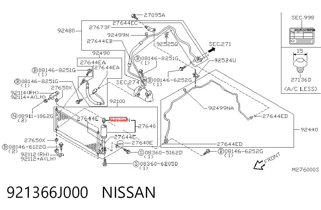 921366J000 Nissan/Infiniti Клапан давления кондиционера