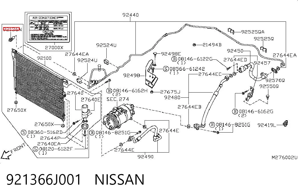 921366J001 Nissan/Infiniti Клапан давления кондиционера
