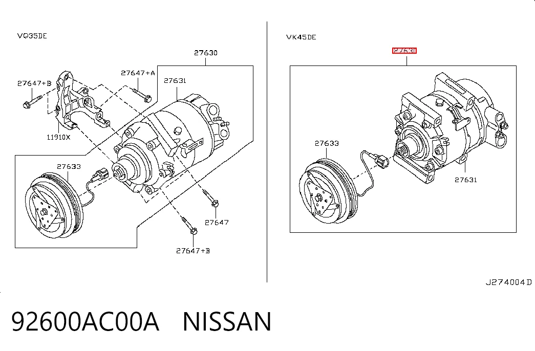 92600AC00A Nissan/Infiniti Компрессор хладагента