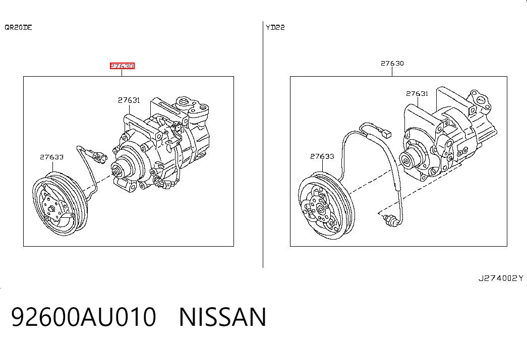 92600AU010 Nissan/Infiniti Компрессор хладагента
