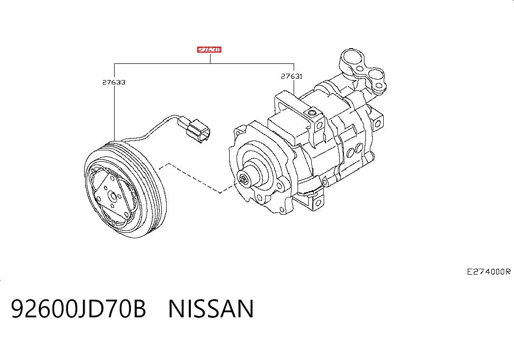 92600JD70B Nissan/Infiniti Компрессор хладагента