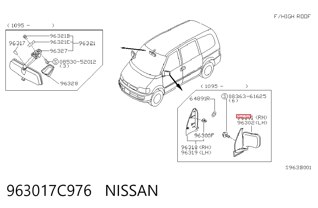 Наружное зеркало правое Nissan Vanette CARGO фургон (C23) (1995 - 2001) цена, от 40.66 USD