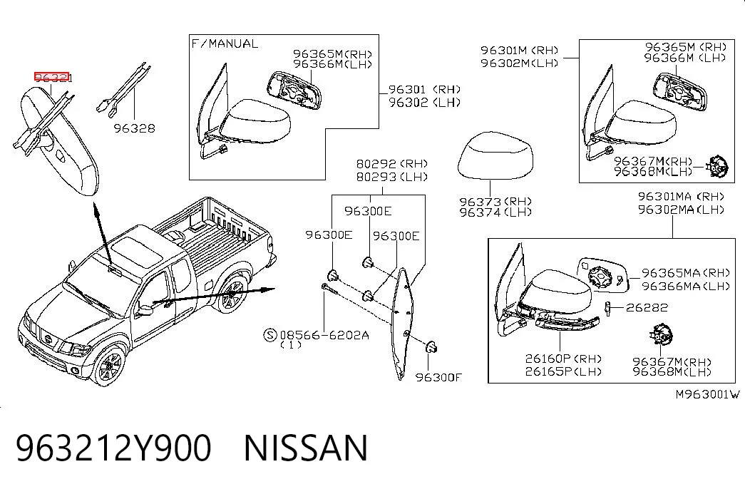 963212Y900 Nissan/Infiniti Зеркало заднего вида в салоне