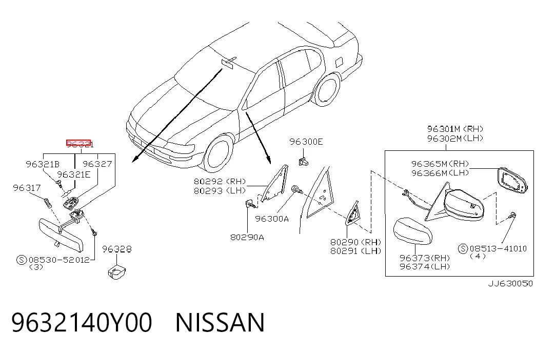 Зеркало заднего вида в салоне на Nissan Maxima  A32