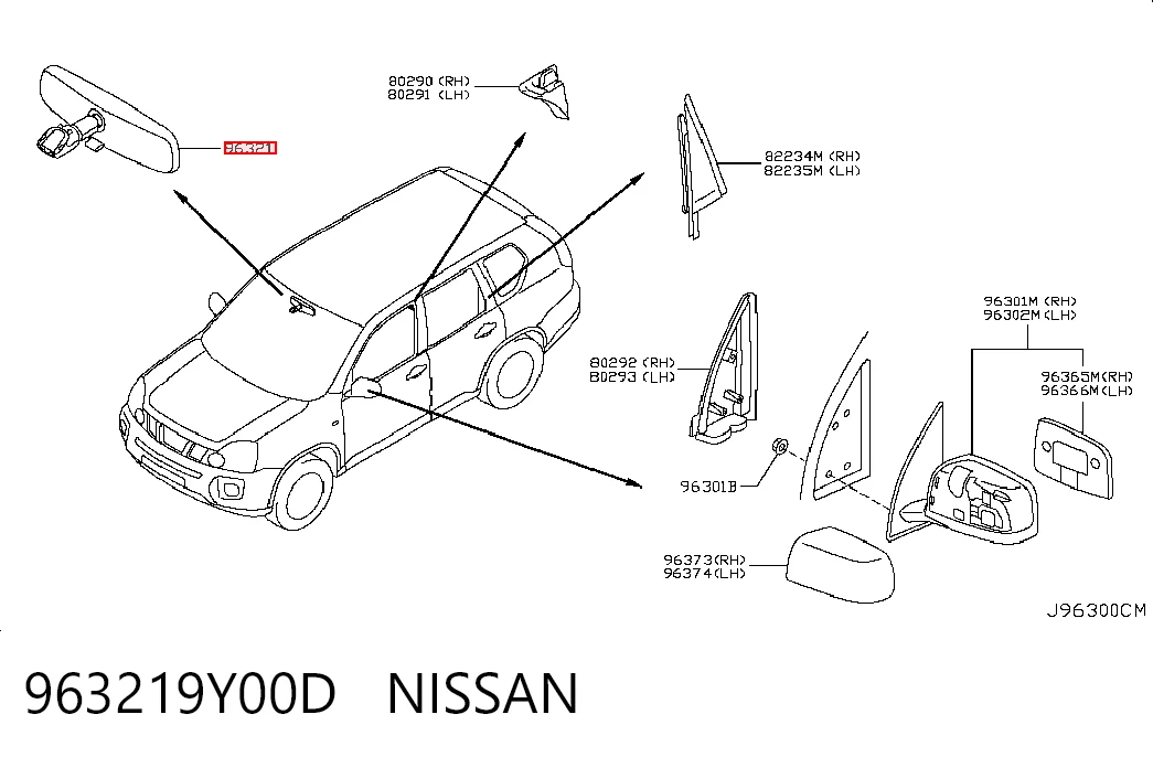 963219Y00D Nissan/Infiniti Зеркало заднего вида в салоне