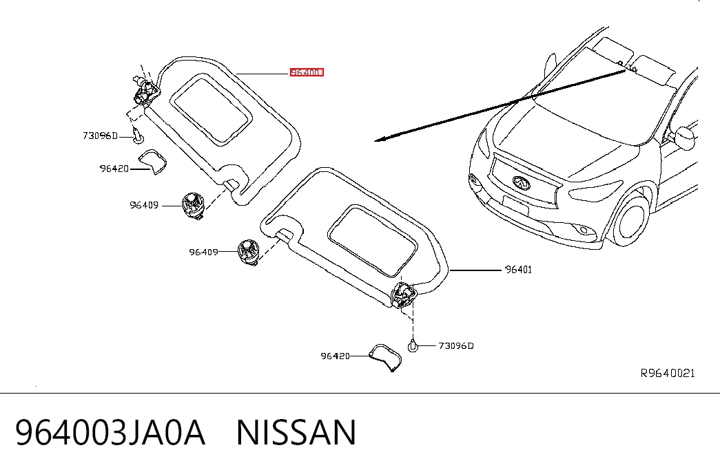 964003JA0A Nissan/Infiniti Козырек противосолнечный