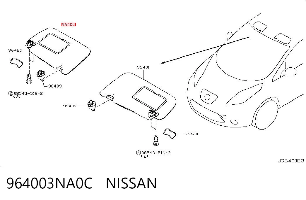 Козырек противосолнечный на Nissan LEAF I ZE0
