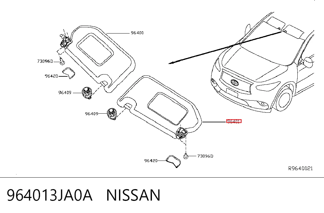 964013JA0A Nissan/Infiniti Козырек противосолнечный