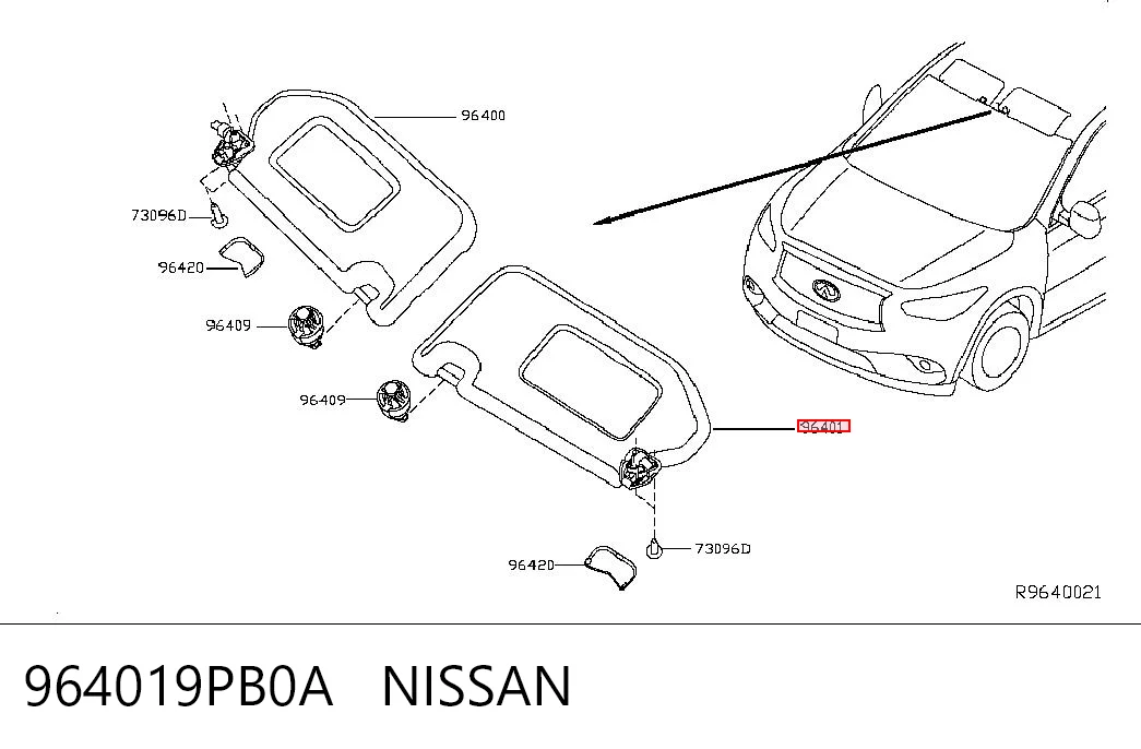 964019PB0A Nissan/Infiniti Козырек противосолнечный