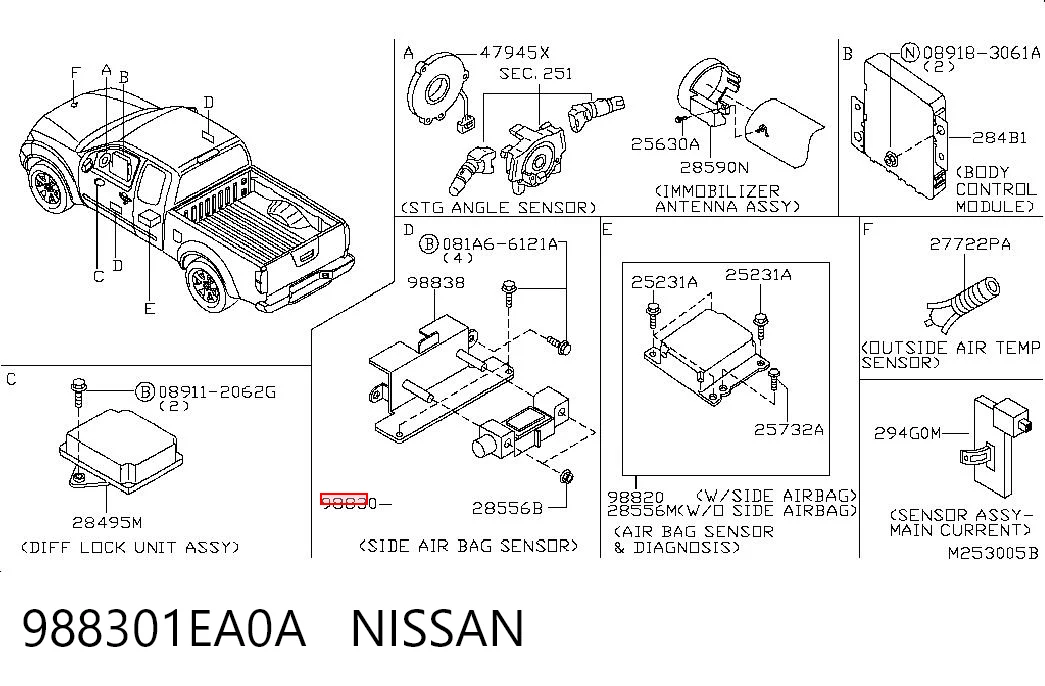 988301EA0A Nissan/Infiniti Датчик AIRBAG передний
