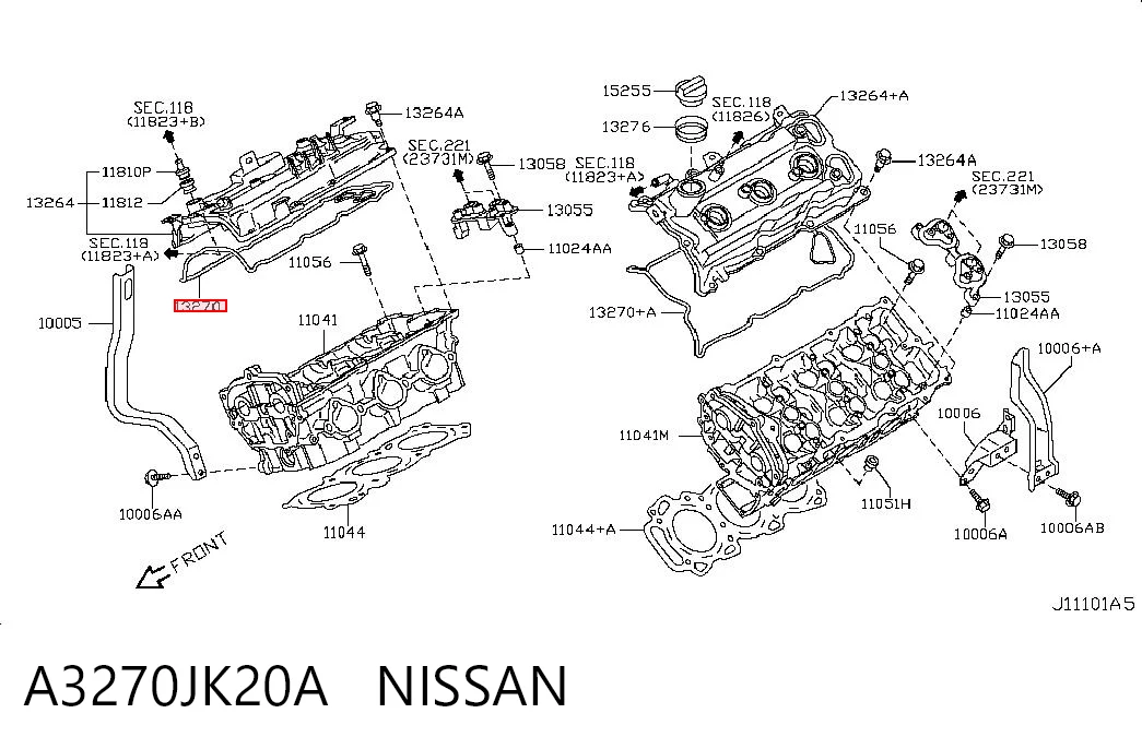 A3270JK20A Nissan/Infiniti Правая прокладка клапанной крышки