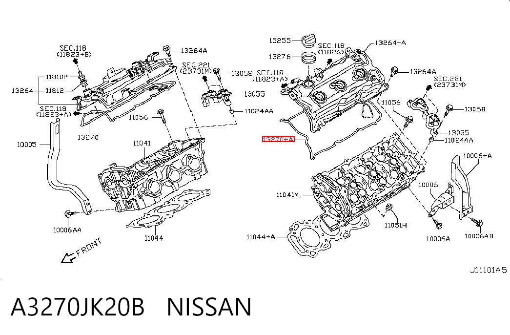 A3270JK20B Nissan/Infiniti Левая прокладка клапанной крышки