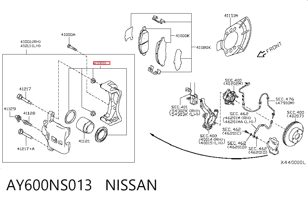  Ремкомплект переднего суппорта Nissan Teana 