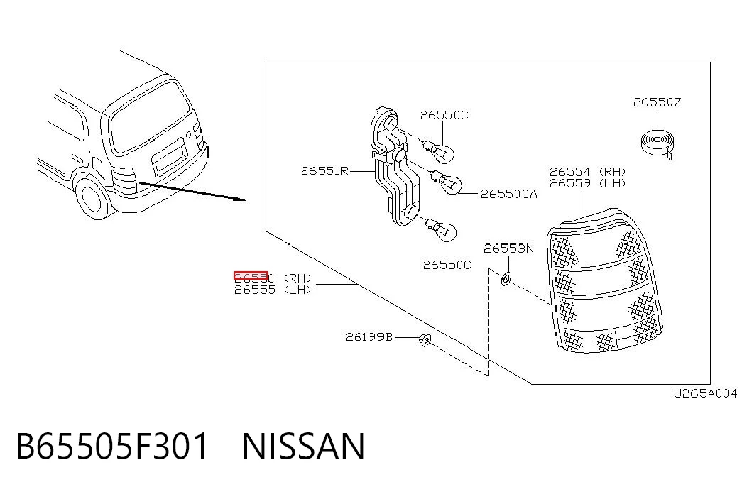 Фонарь задний правый Nissan Micra хэтчбек (K11) (1992 - 2003) цена, от 36.21 USD