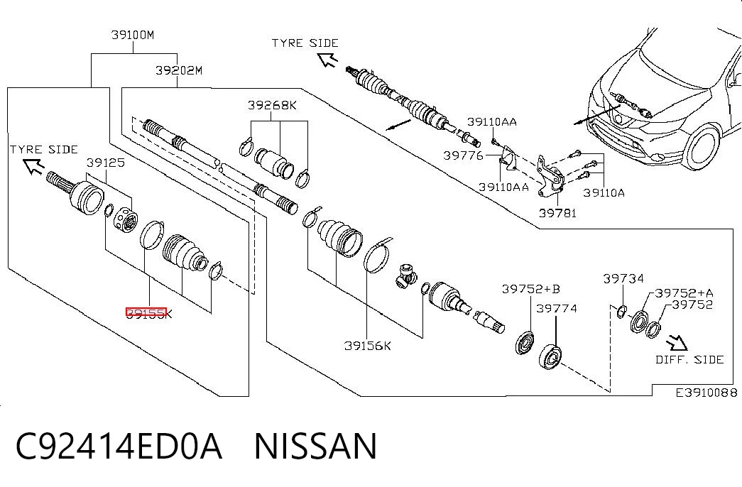 Пыльник шарнира привода на Nissan Qashqai II J11