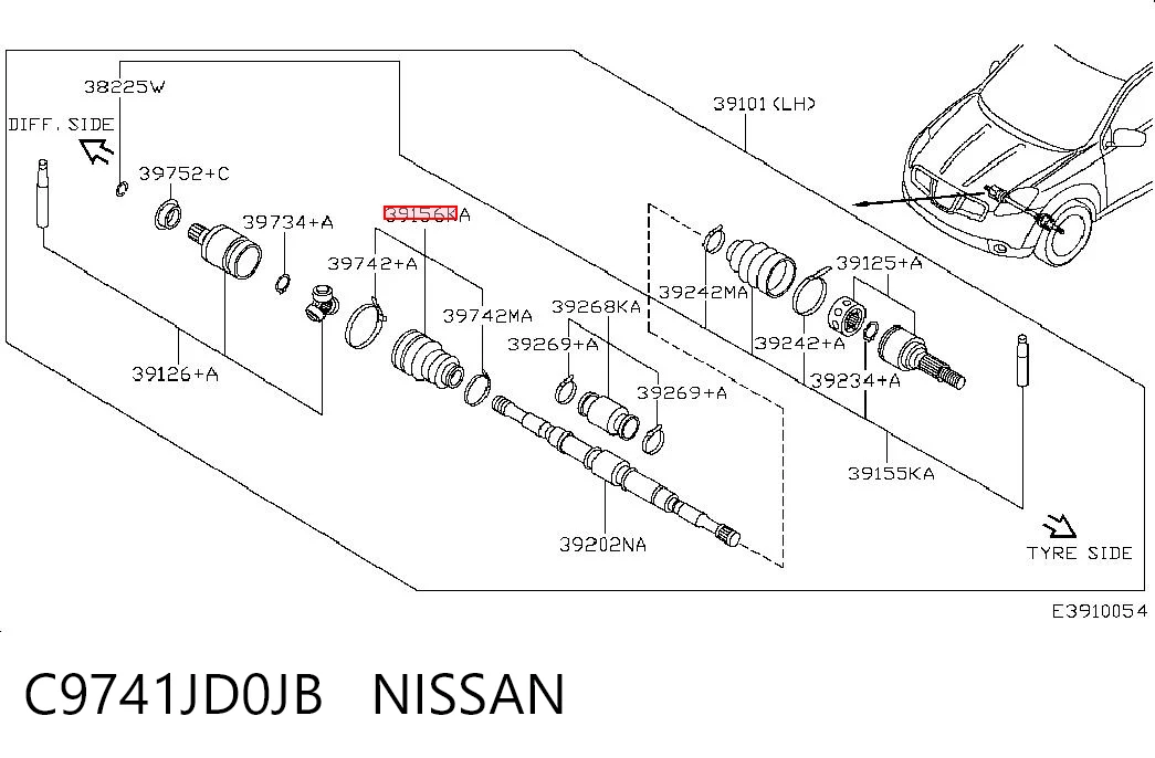 NI0056 DAC Пыльник гранаты внутренний, левый