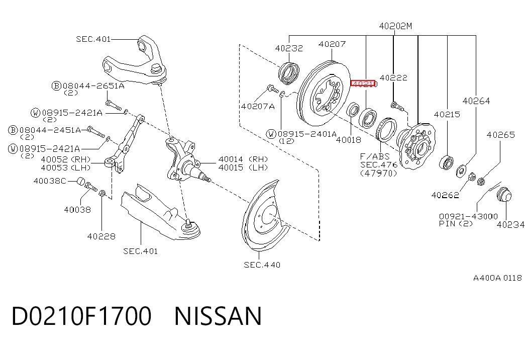 Подшипник ступицы передней внутренний MB633086 Chrysler