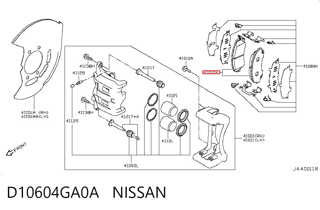 D10604GA0A Nissan/Infiniti Колодки передние