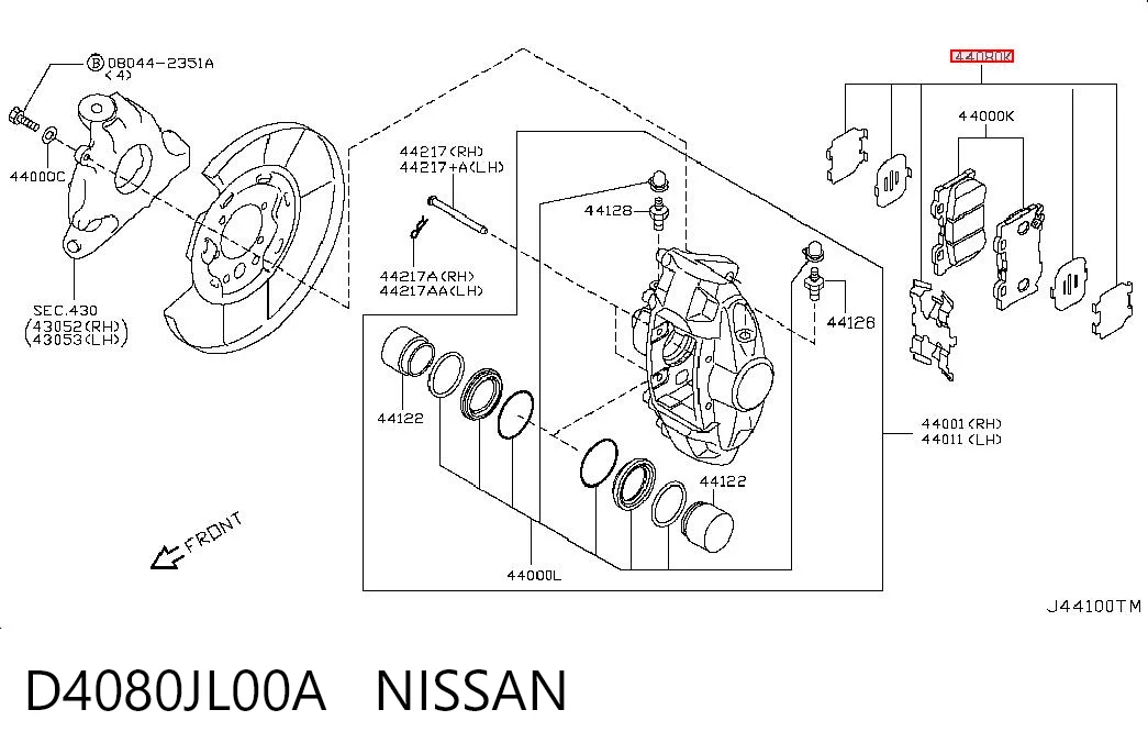 D4080JL00A Nissan/Infiniti Ремкомплект торм. колодок