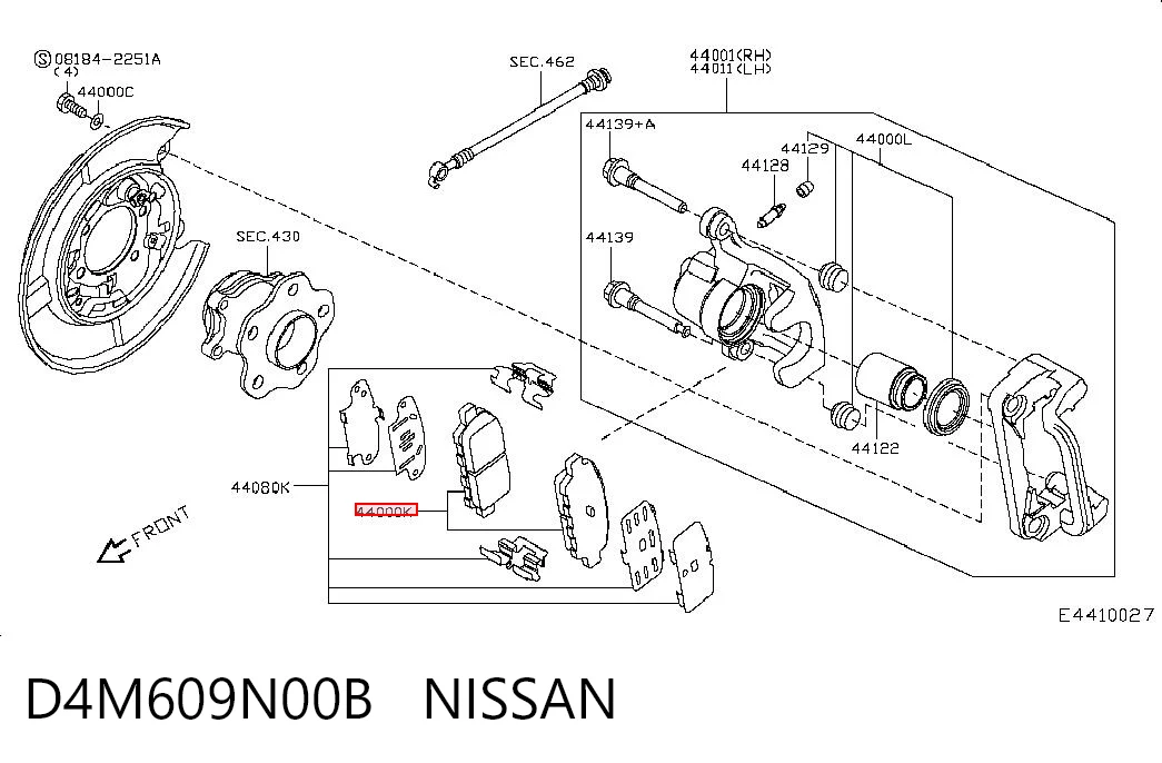 D4M609N00B Nissan/Infiniti Колодки тормозные дисковые комплект