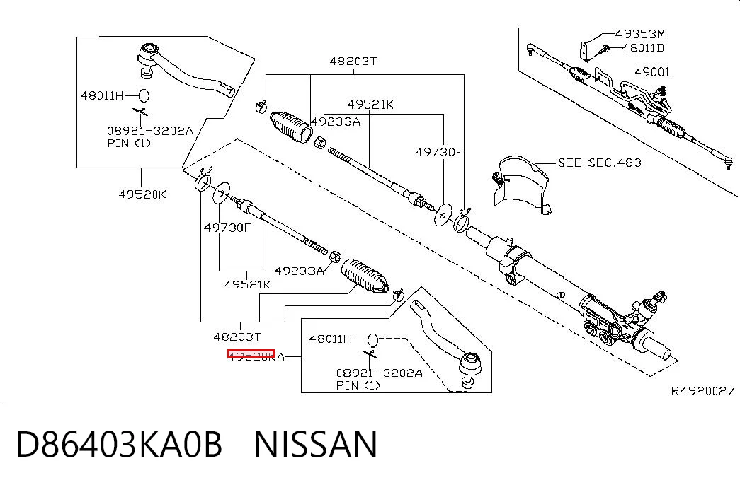 Наружный наконечник рулевой тяги на Nissan Murano  Z52