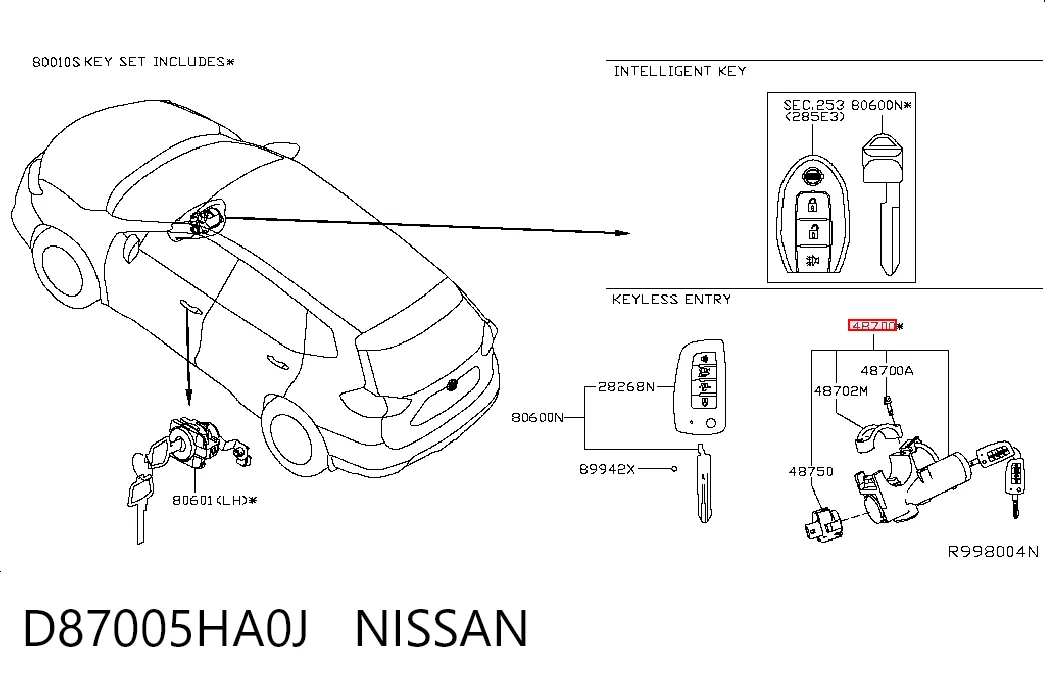 Замок зажигания Nissan Rogue внедорожник (T32U) (2013 - 2020) цена, от 20.86 USD