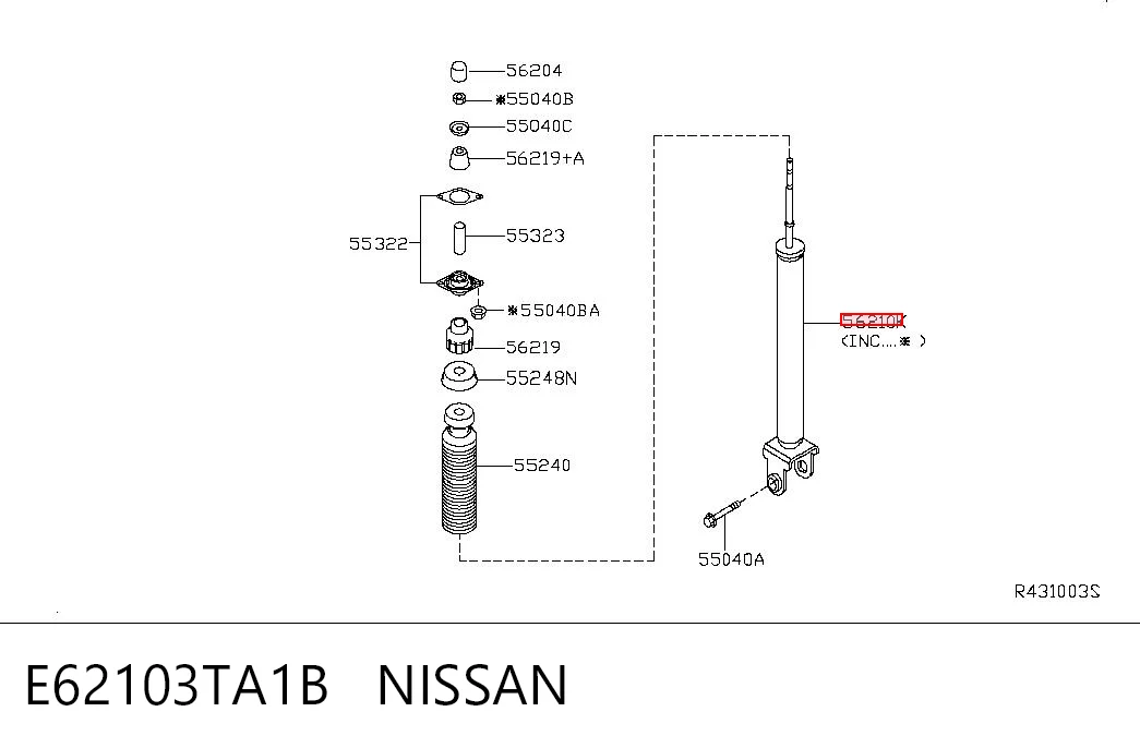 E62103TA1B Nissan/Infiniti Амортизаторы задние