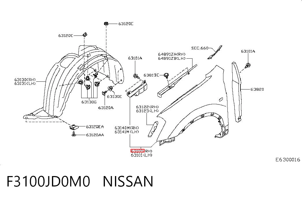 Переднее правое крыло на Nissan Qashqai +2 I J10
