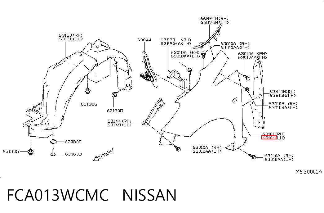 Переднее левое крыло на Nissan Versa NOTE E12