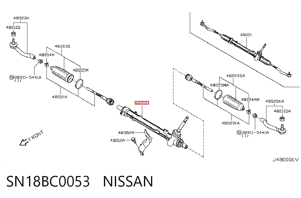  Рулевая рейка Nissan Rogue 