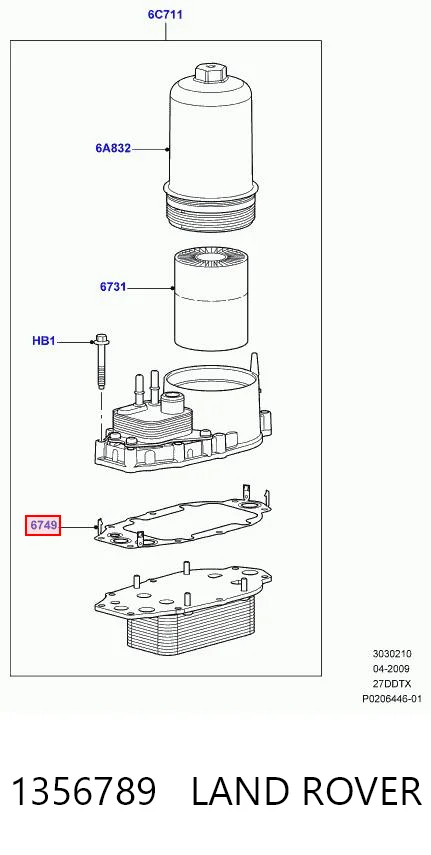 1356789 Land Rover Прокладка масляного фильтра