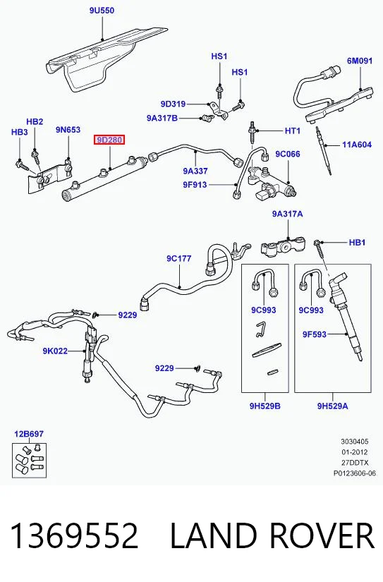 4R8Q9D280BC Land Rover Распределитель топлива (рампа) правый