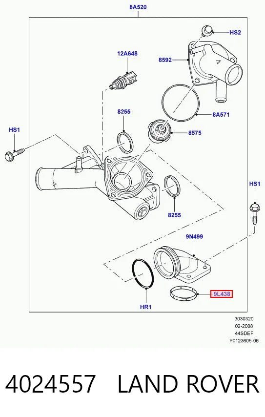 4024557 Land Rover Прокладка термостата