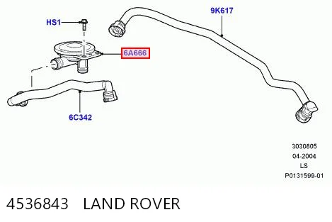 4536843 Land Rover Клапан PCV вентиляции картера