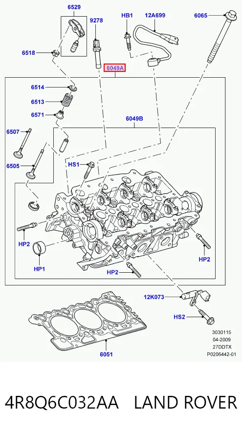 Купить 4R8Q6C032AA Ford Головка блока цилиндров (ГБЦ) правая