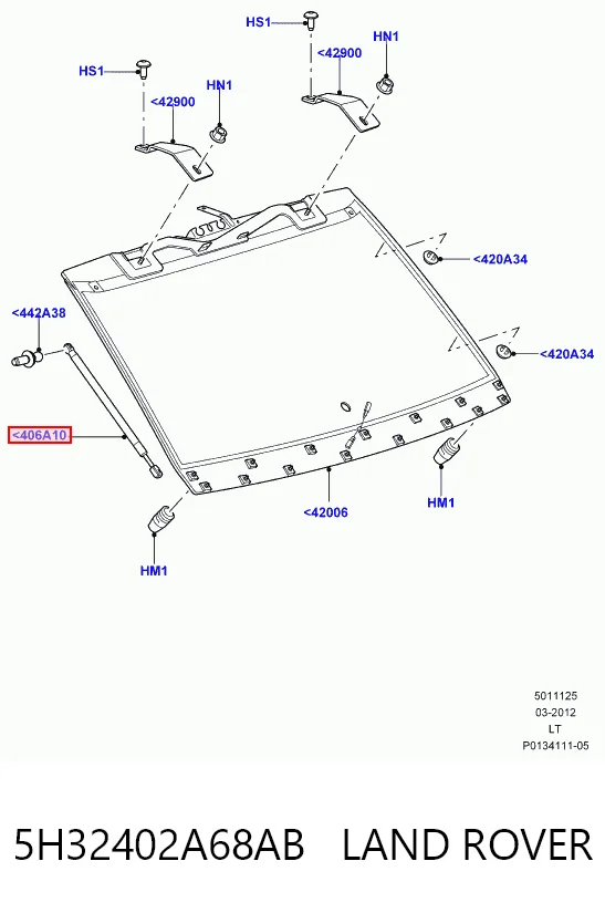5H32402A68AB Land Rover Амортизатор крышки багажника
