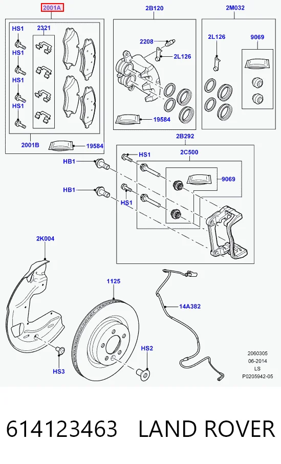 Колодки тормозные передние дисковые LAND ROVER 614123463