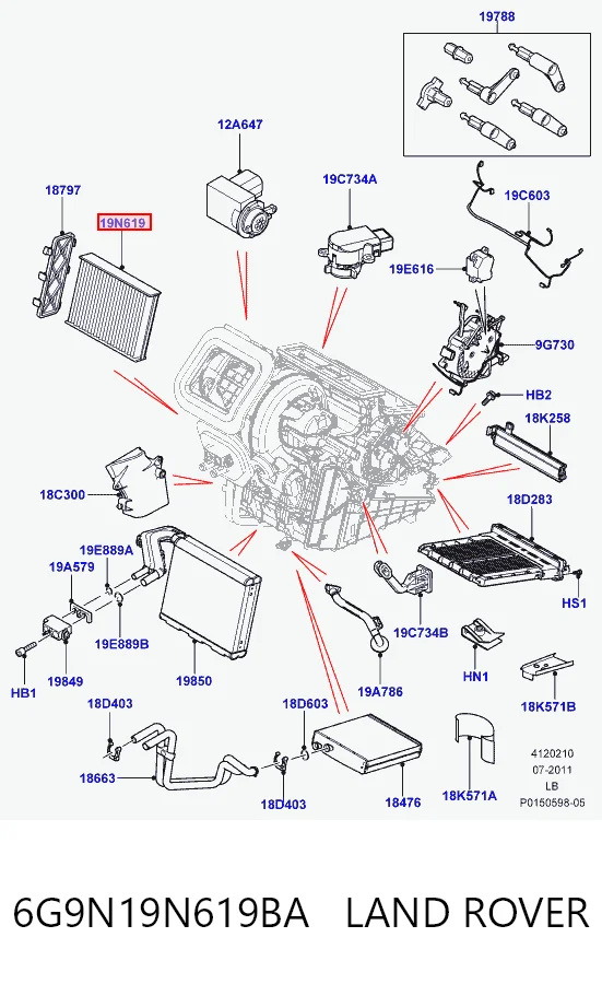 6G9N19N619BA Land Rover Внутрисалонный фильтр