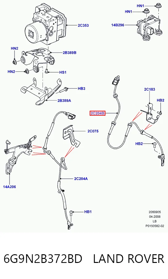 6G9N2B372BD Land Rover Датчик АБС (ABS) задний