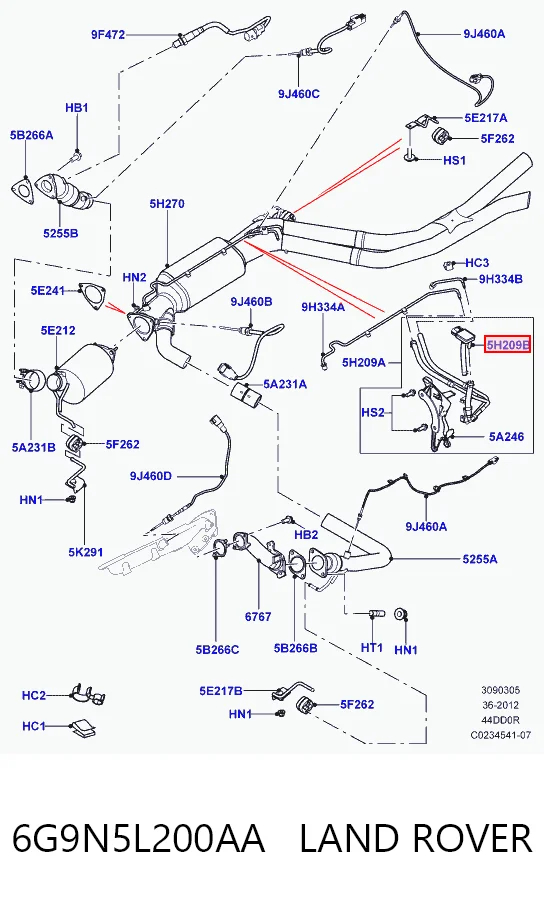 6G9N5L200AA Land Rover Датчик давления выхлопных газов