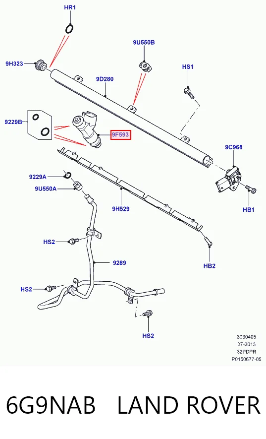 6G9NAB Land Rover Топливные форсунки