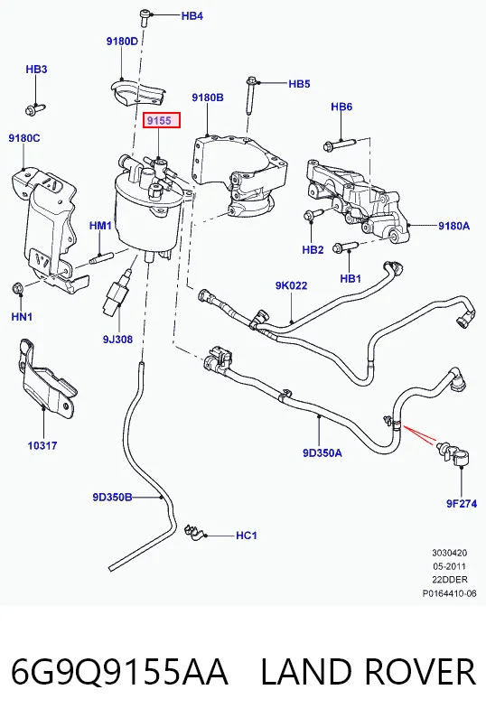 6G9Q9155AA Land Rover Фильтр топлива